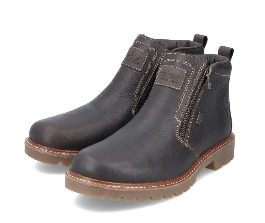 Rieker Herren Kurzstiefel Stiefelette Slipper schwarzbraun
