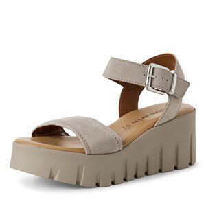 Tamaris Ledersandalette braun Damen Keilabsatz