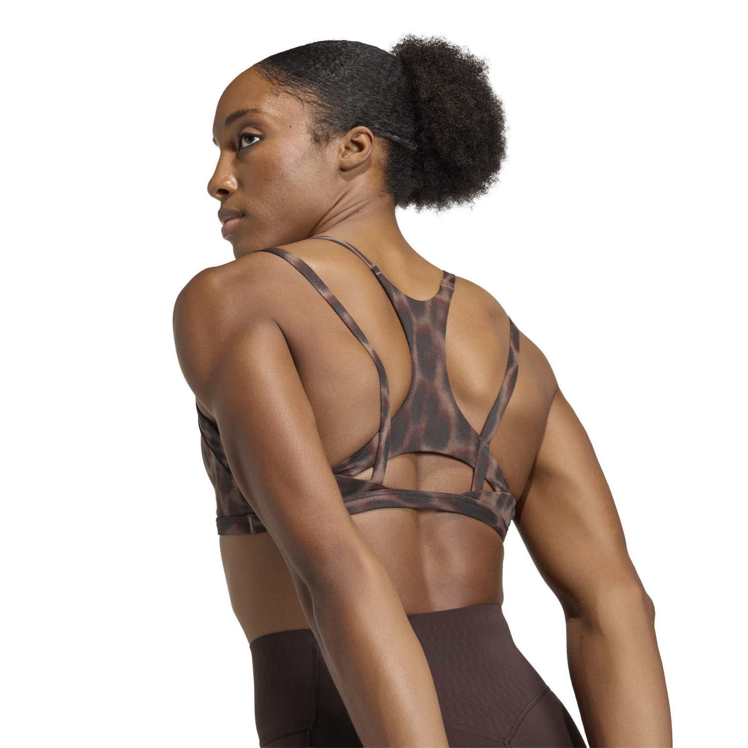 adidas Optime Leopard Träger-BH Damen Sport-BH Sports-Bra braun