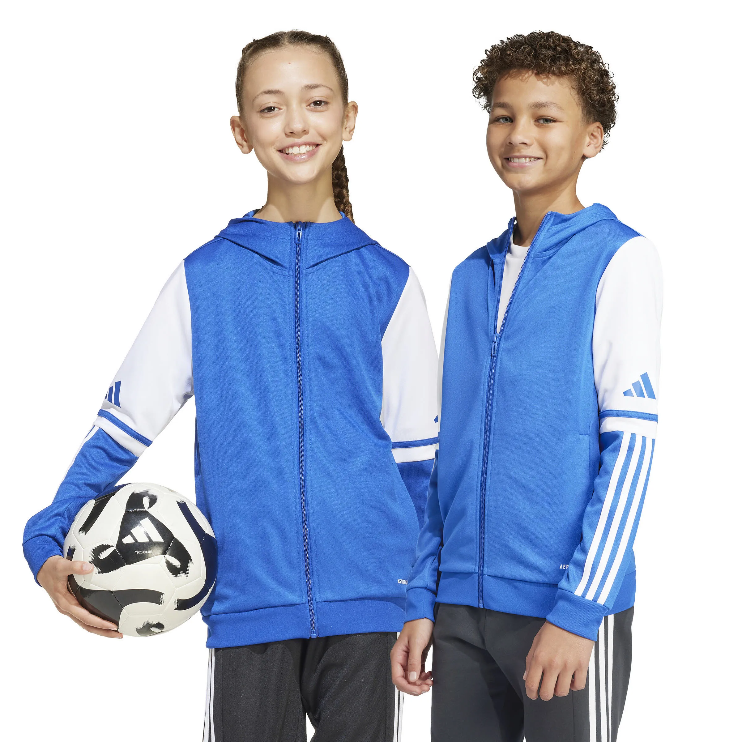 adidas Squadra 25 Kids Kapuzenjacke Trainingsjacke Kinder blau weiß
