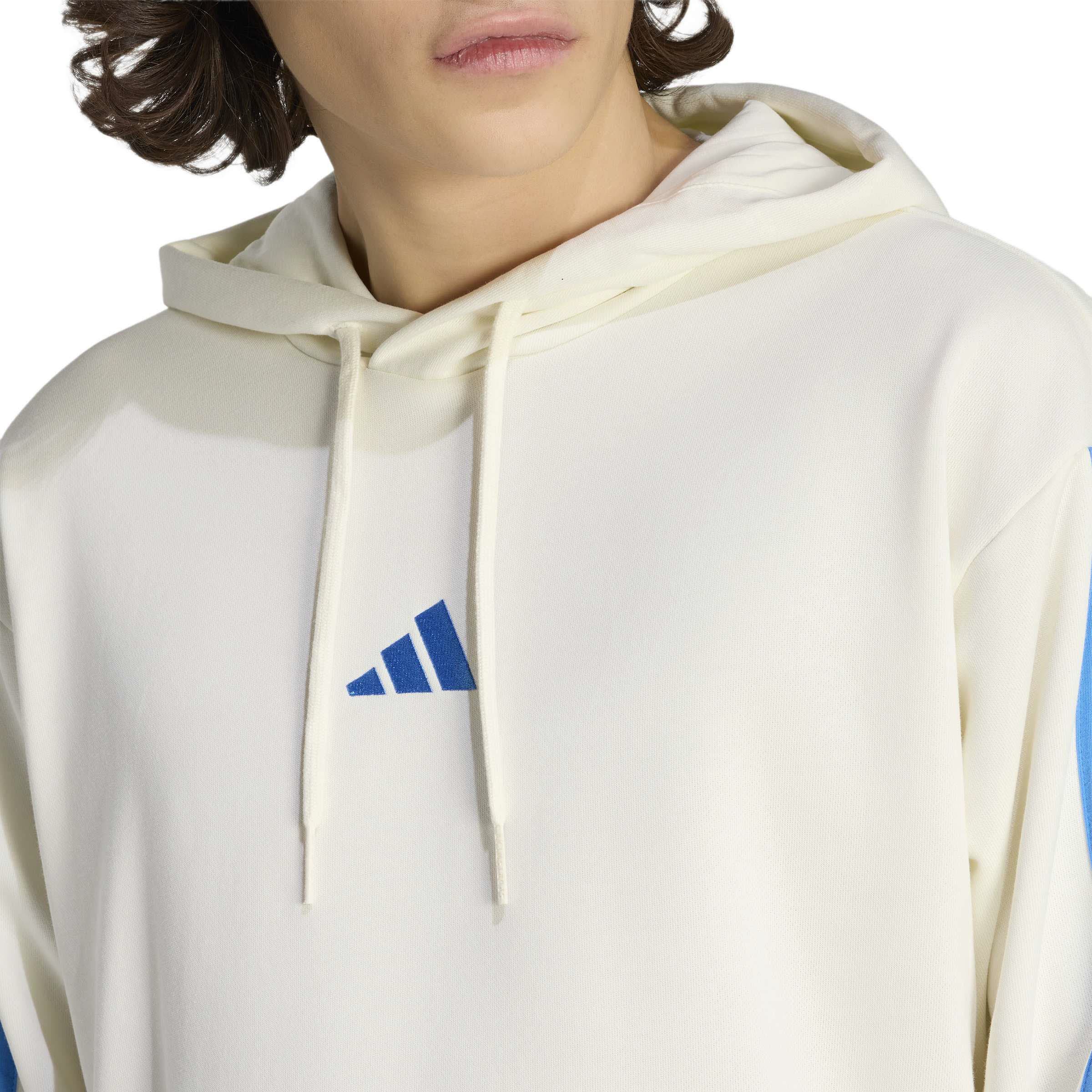 Adidas Essentials French 3-Stripes Herren Hoodie weiß/blau