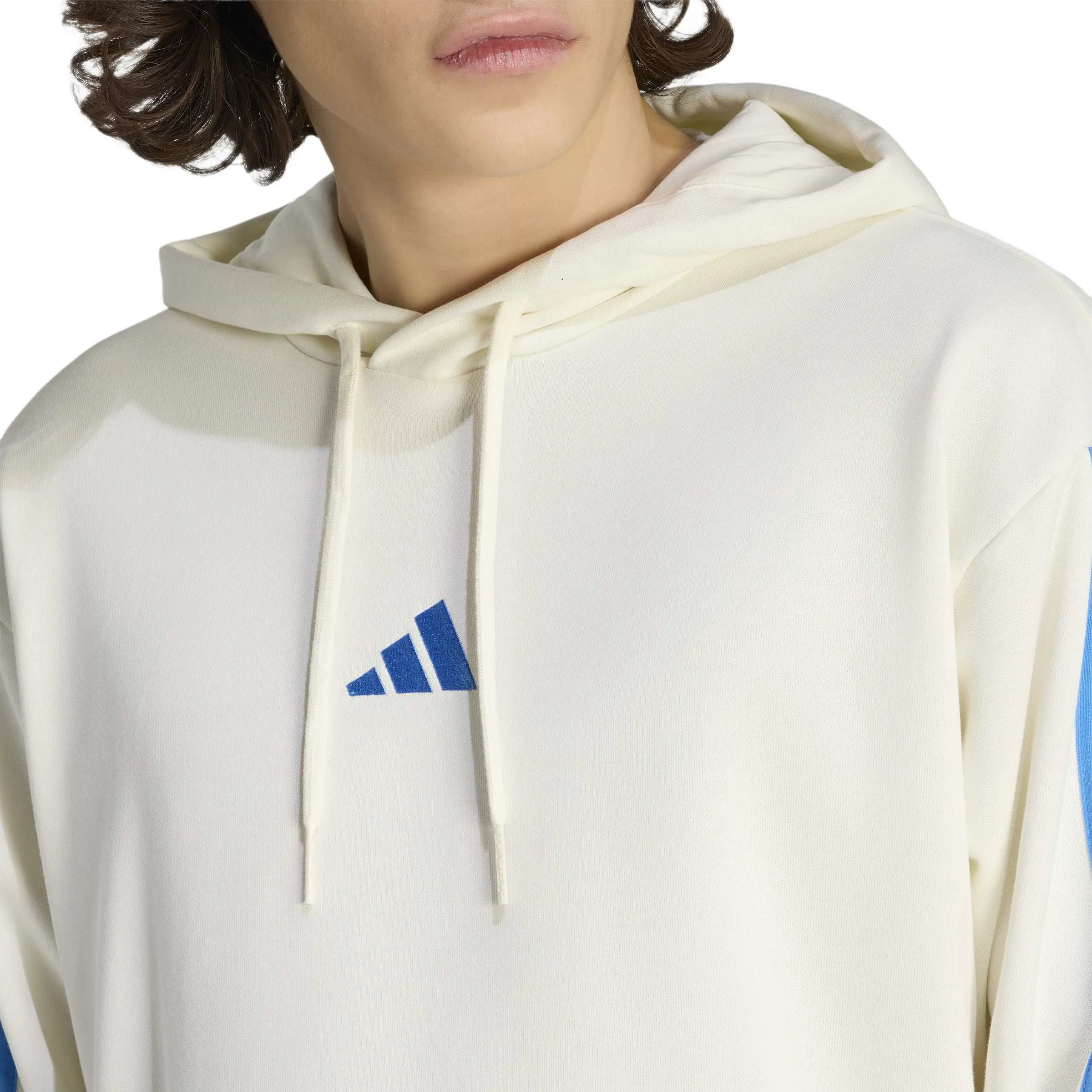 Adidas Essentials French 3-Stripes Herren Hoodie weiß/blau