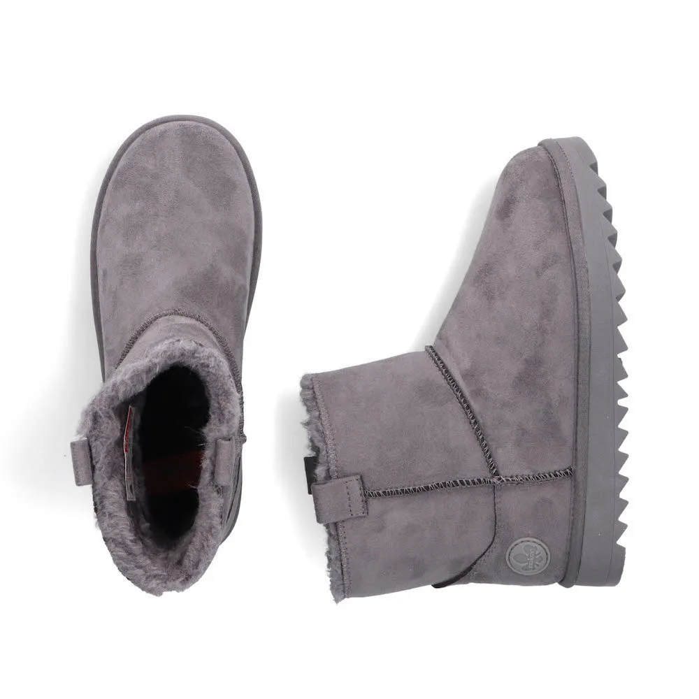 Rieker Kurzstiefel Damen Freizeitstiefel gefüttert grau