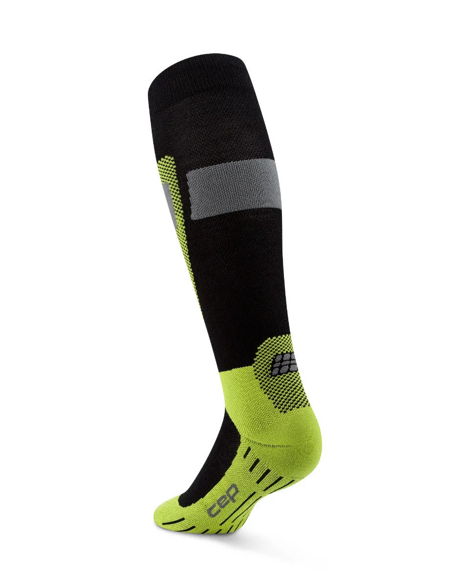 CEP SKI MERINO SOCKS TALL 3.0 Herren Skisocken Kompressionssocken black/lime