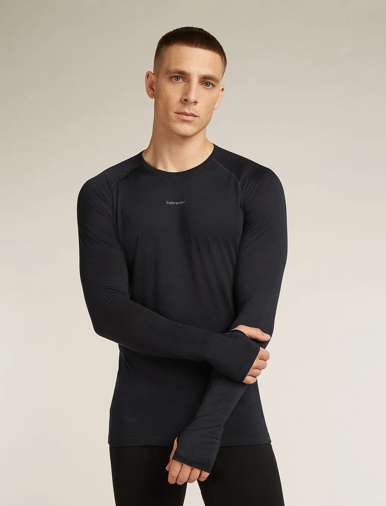 Icebreaker Merinomix 125 ZoneKnit™ Thermo-Langarmshirt Rundhalsausschnitt Herren schwarz