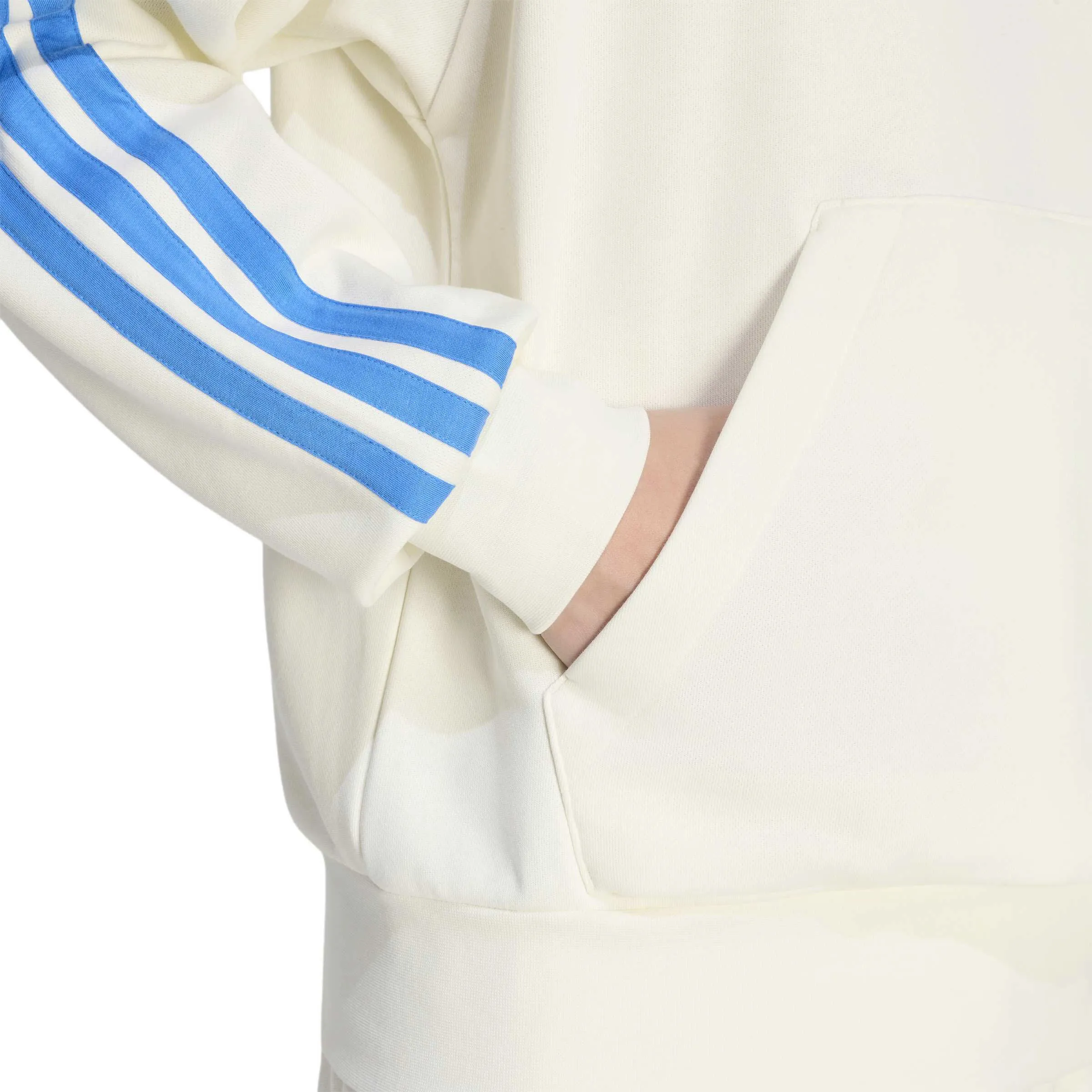Adidas Essentials French 3-Stripes Herren Hoodie weiß/blau