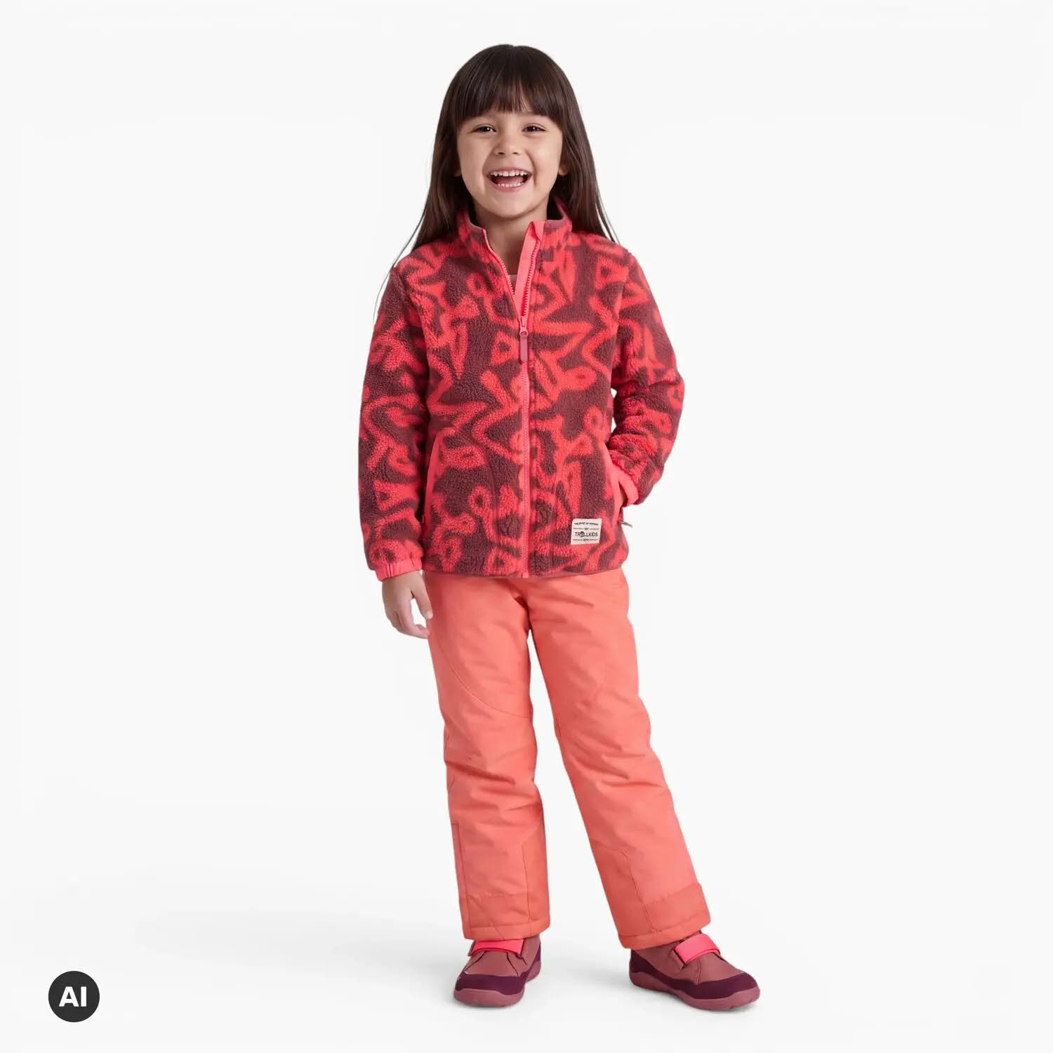 Trollkids Lyngdal Jacket Mädchen Kinder Fleecejacke rot