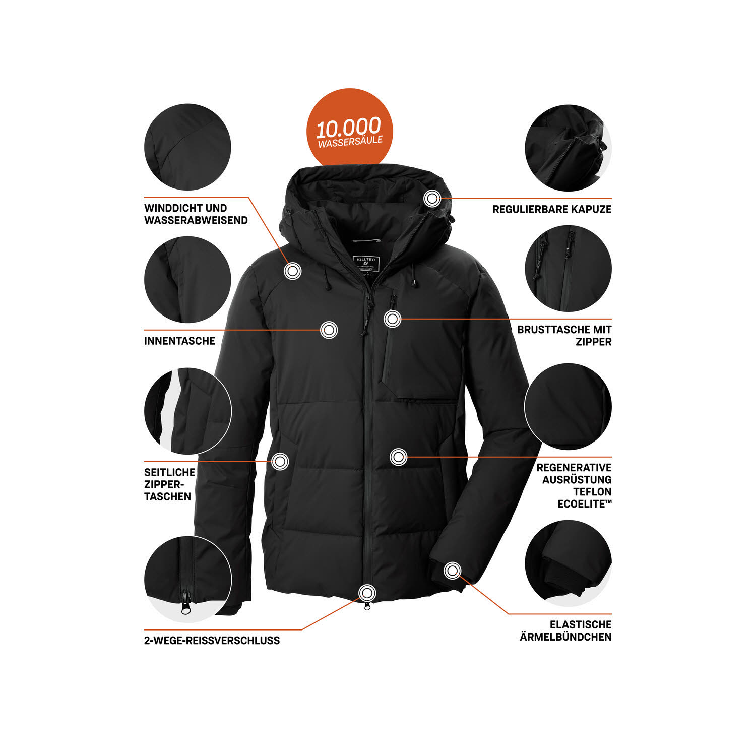 Killtec KOW 12 MN QLTD JCKT Herren Winterjacke Freizeitjacke Steppjacke schwarz