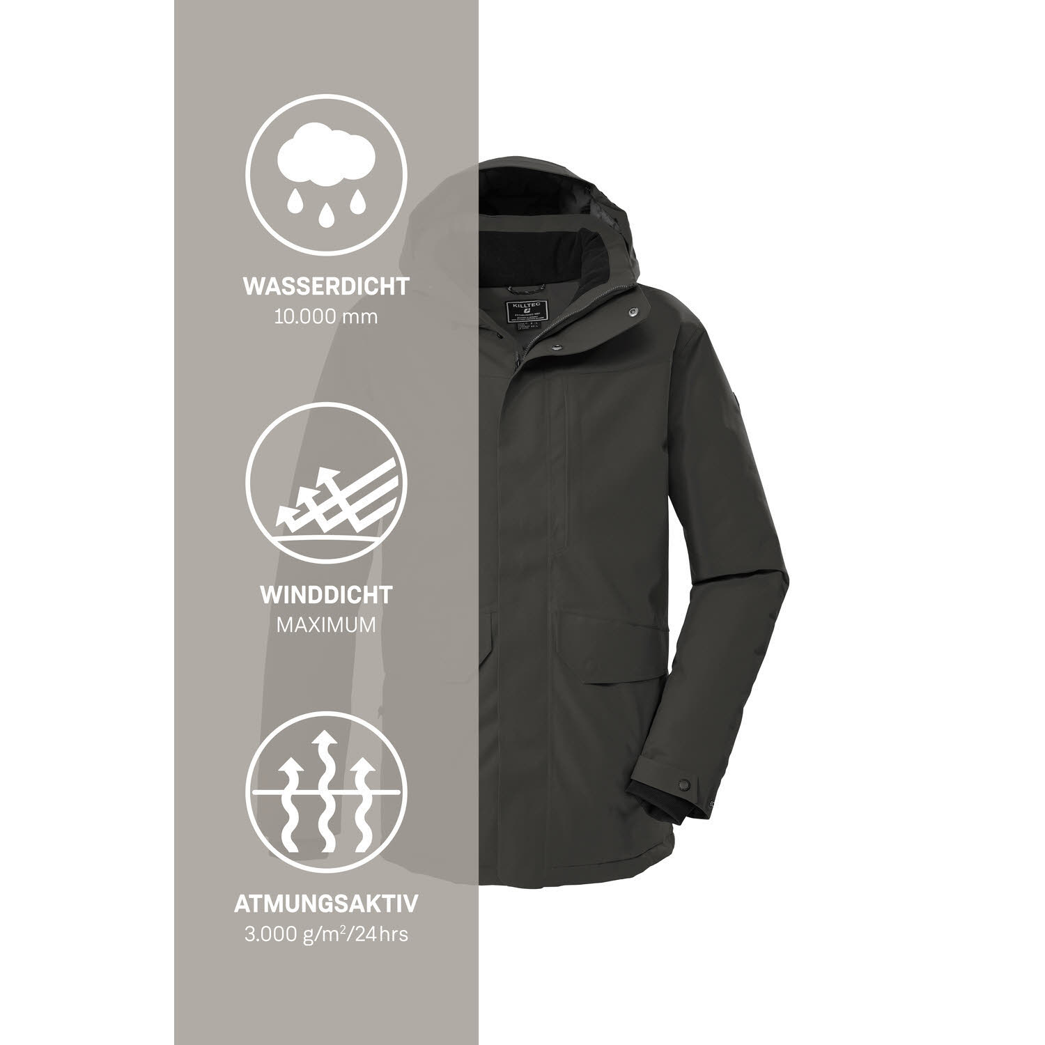 Killtec KOW 85 MN PRKj Herren Freizeitjacke Winterjacke Parka dunkelgrau