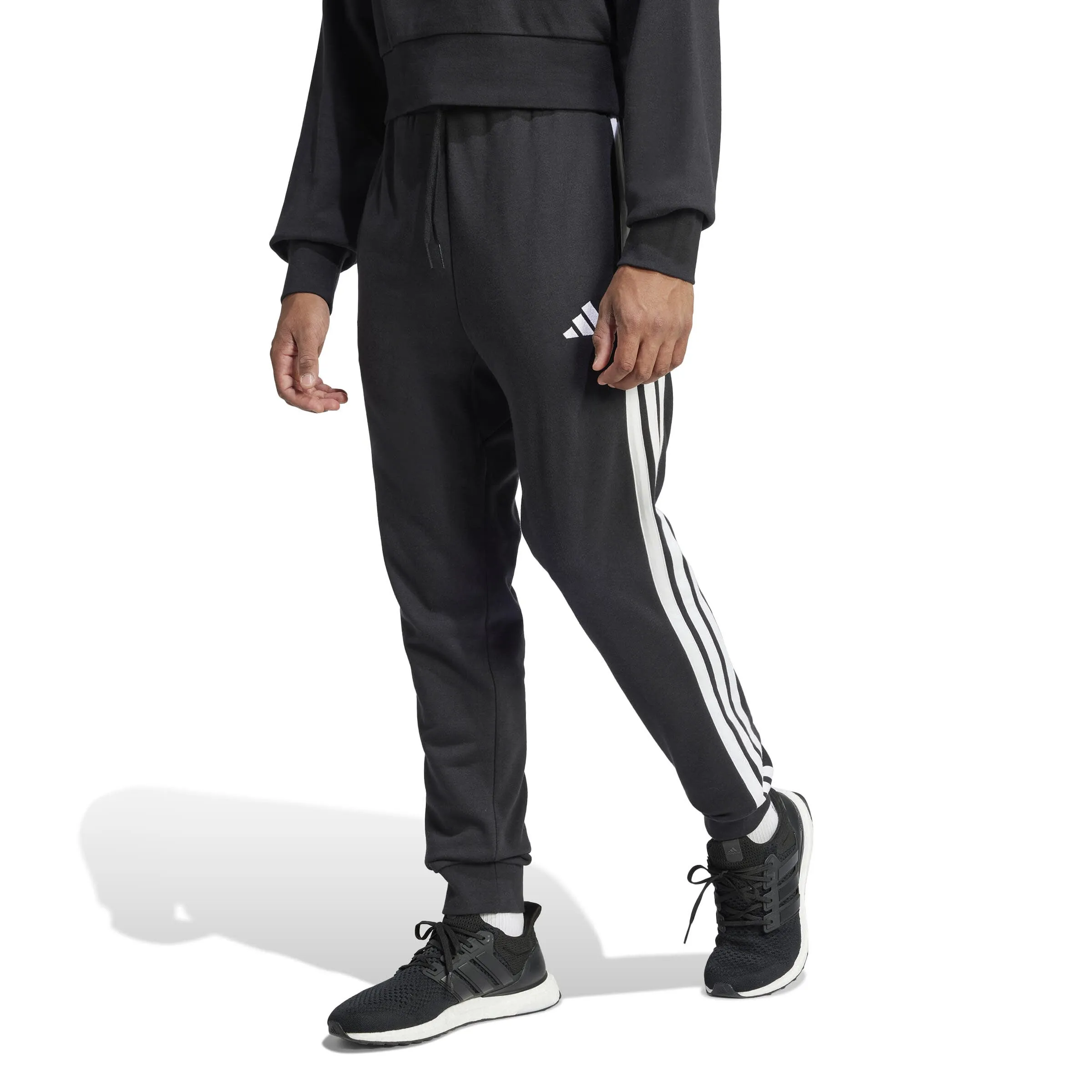 adidas Essentials 3-Streifen French Terry Hose Jogginghose Herren schwarz
