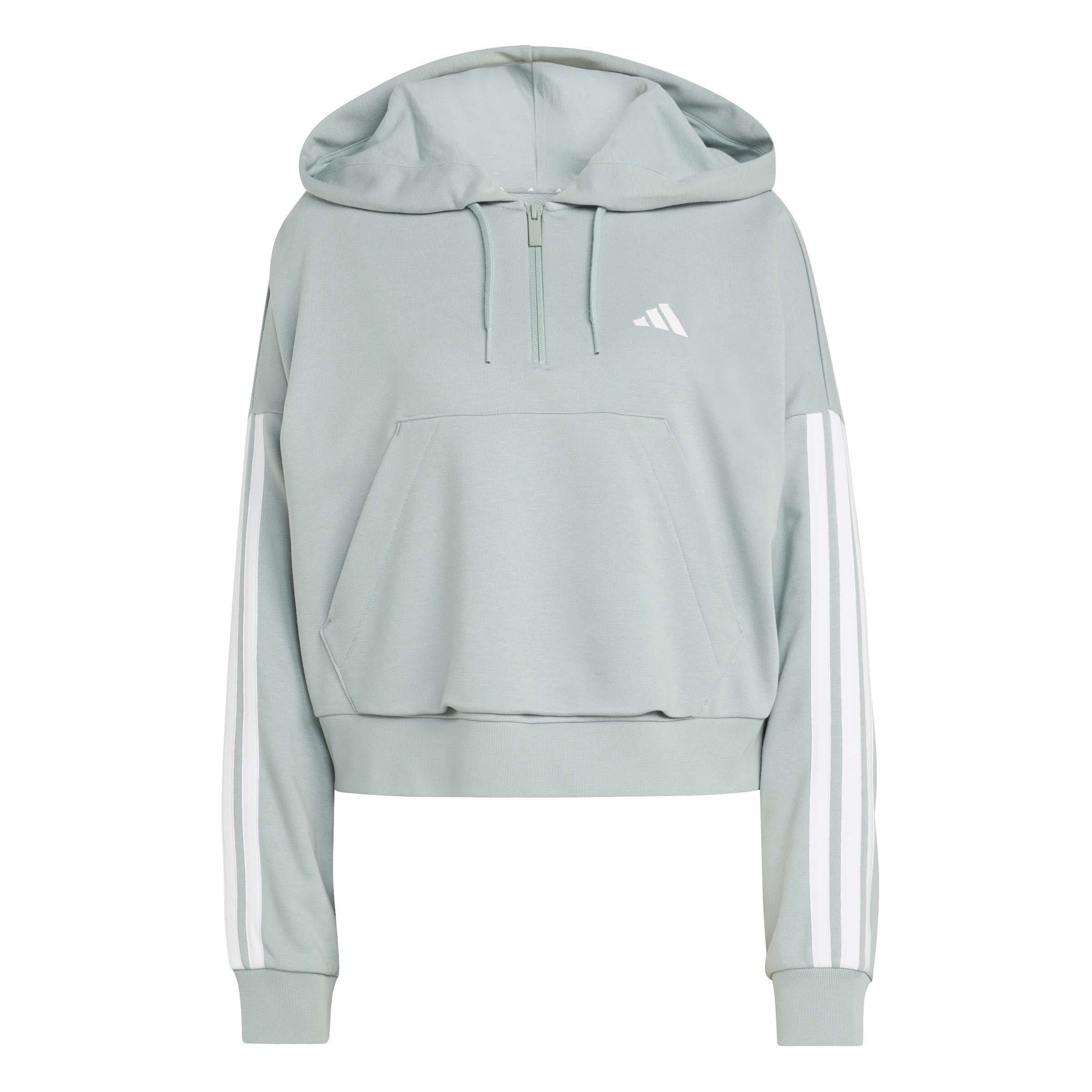 adidas Essentials 3-Stripes French Terry Quarter-Zip Hoodie Damen grün