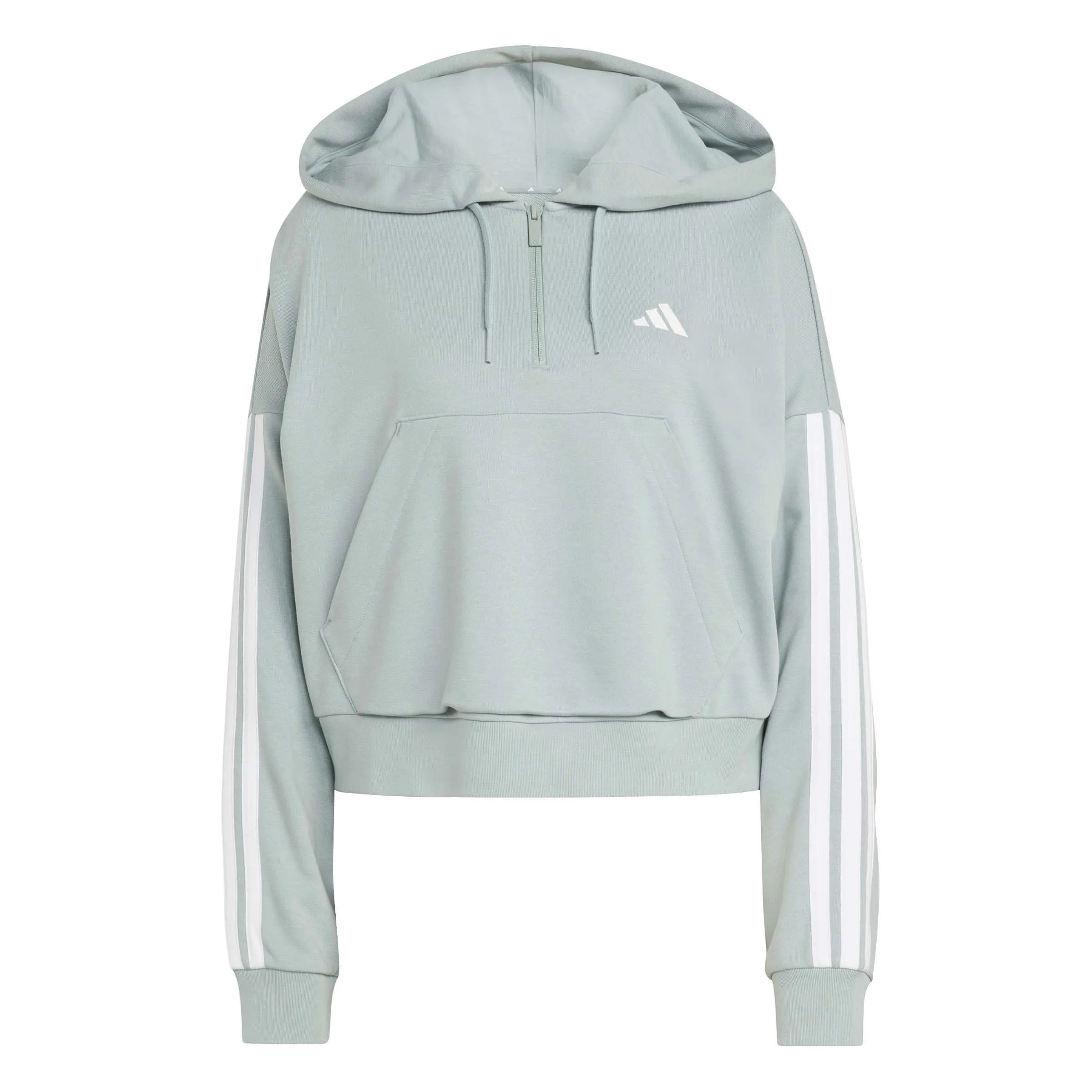 adidas Essentials 3-Stripes French Terry Quarter-Zip Hoodie Damen grün