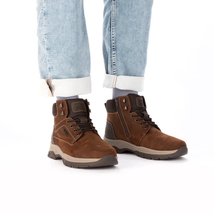 Rieker Herren Schnürstiefel Kurzstiefel braun