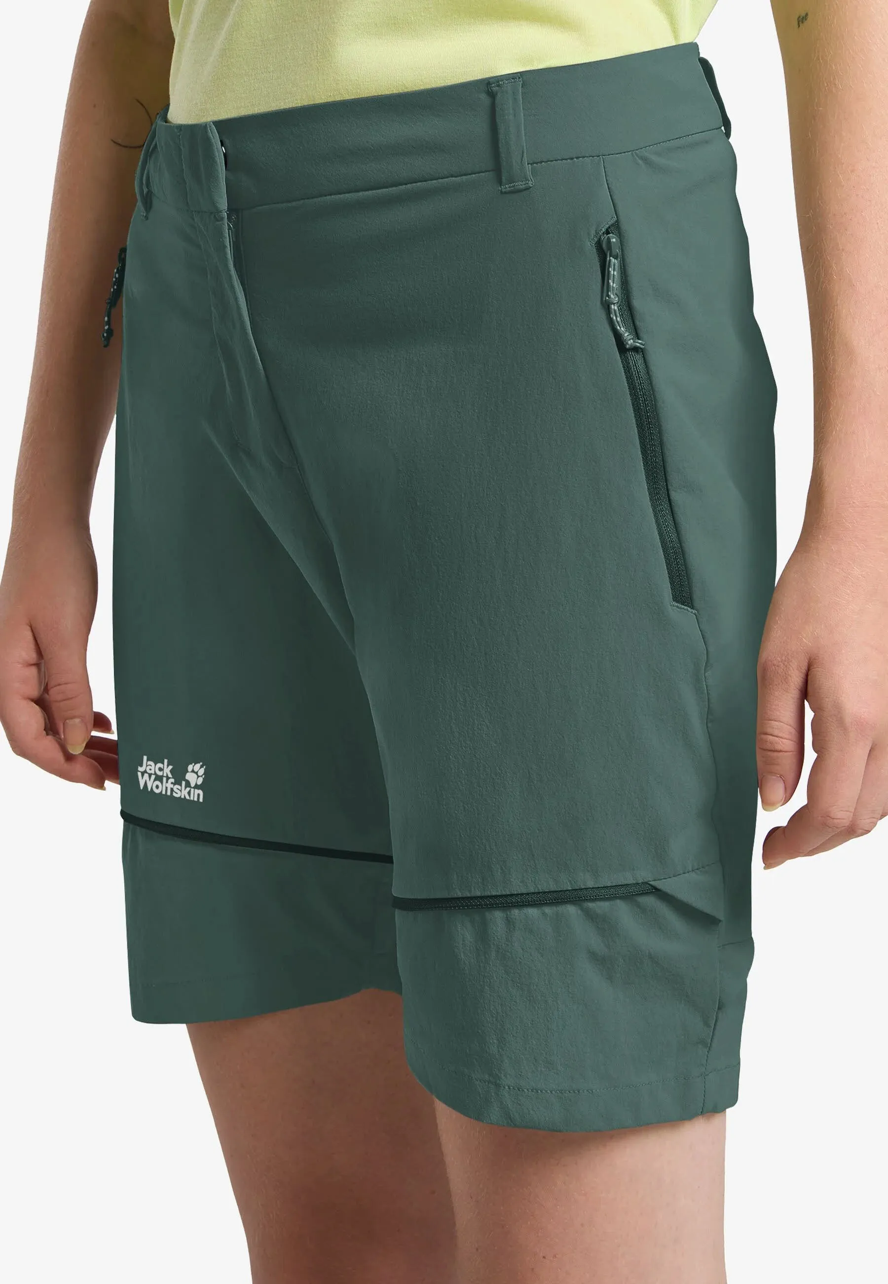 Jack Wolfskin Hikeout Zip Off Pants Damen Wanderhose mit UV-Schutz grün