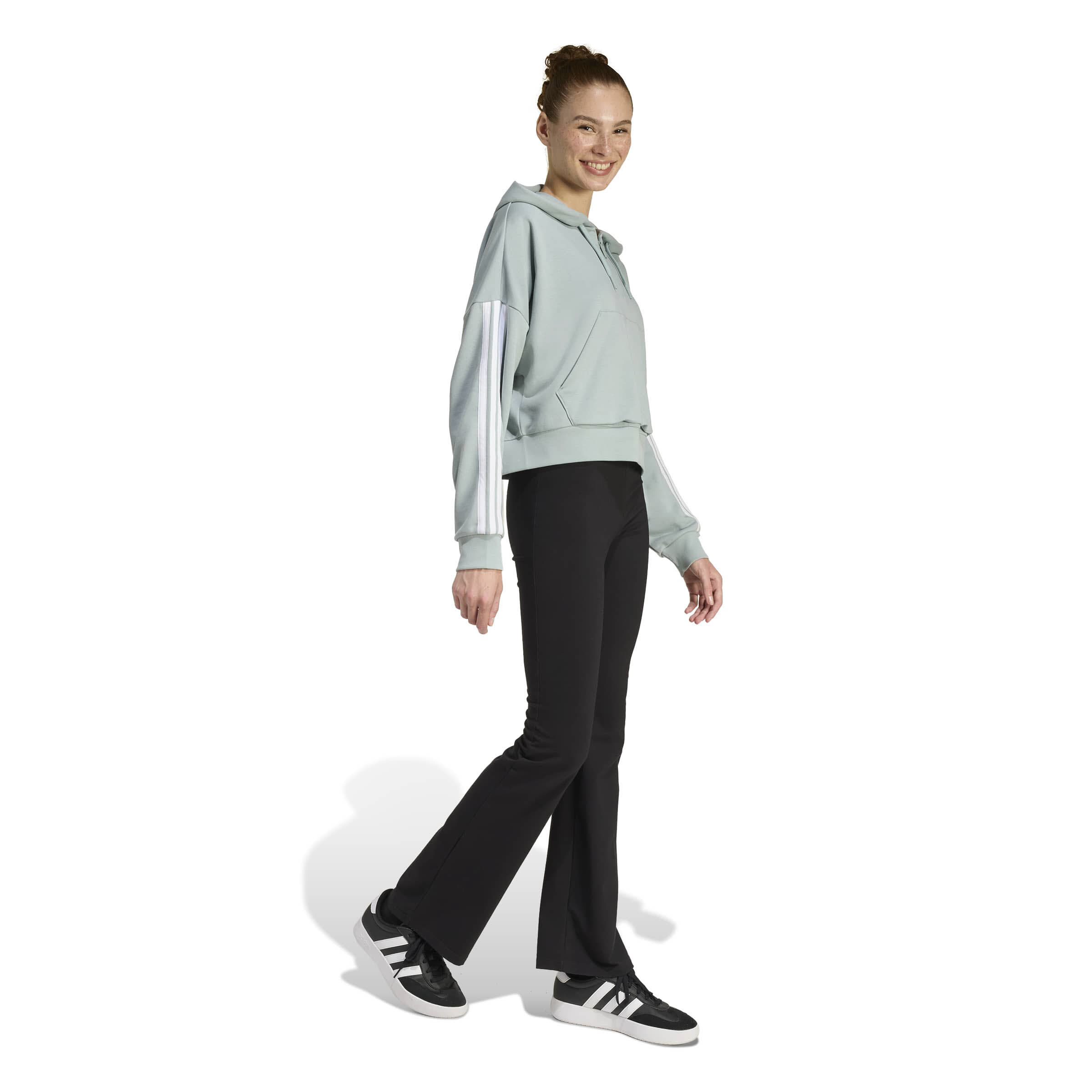 adidas Essentials 3-Stripes French Terry Quarter-Zip Hoodie Damen grün