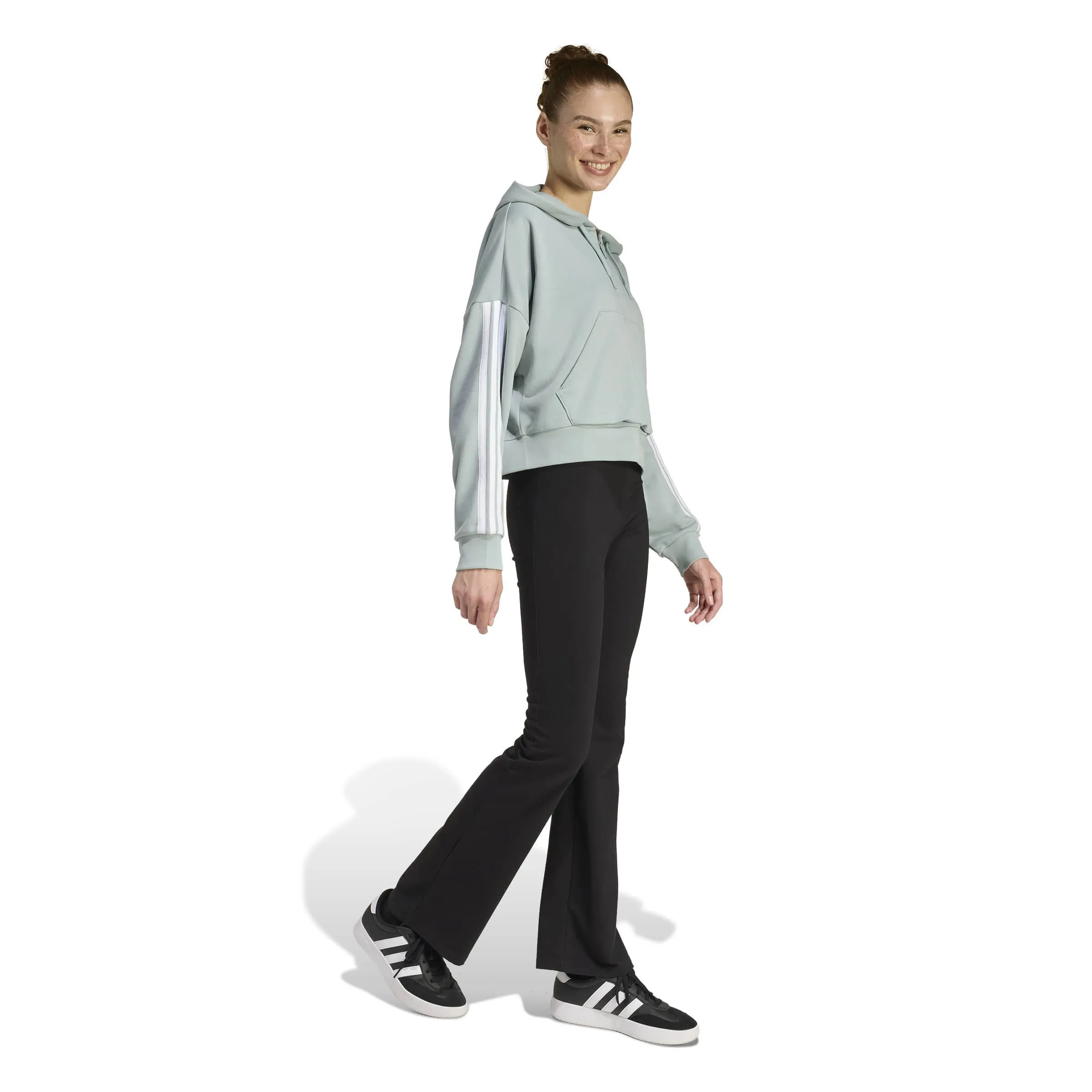 adidas Essentials 3-Stripes French Terry Quarter-Zip Hoodie Damen grün