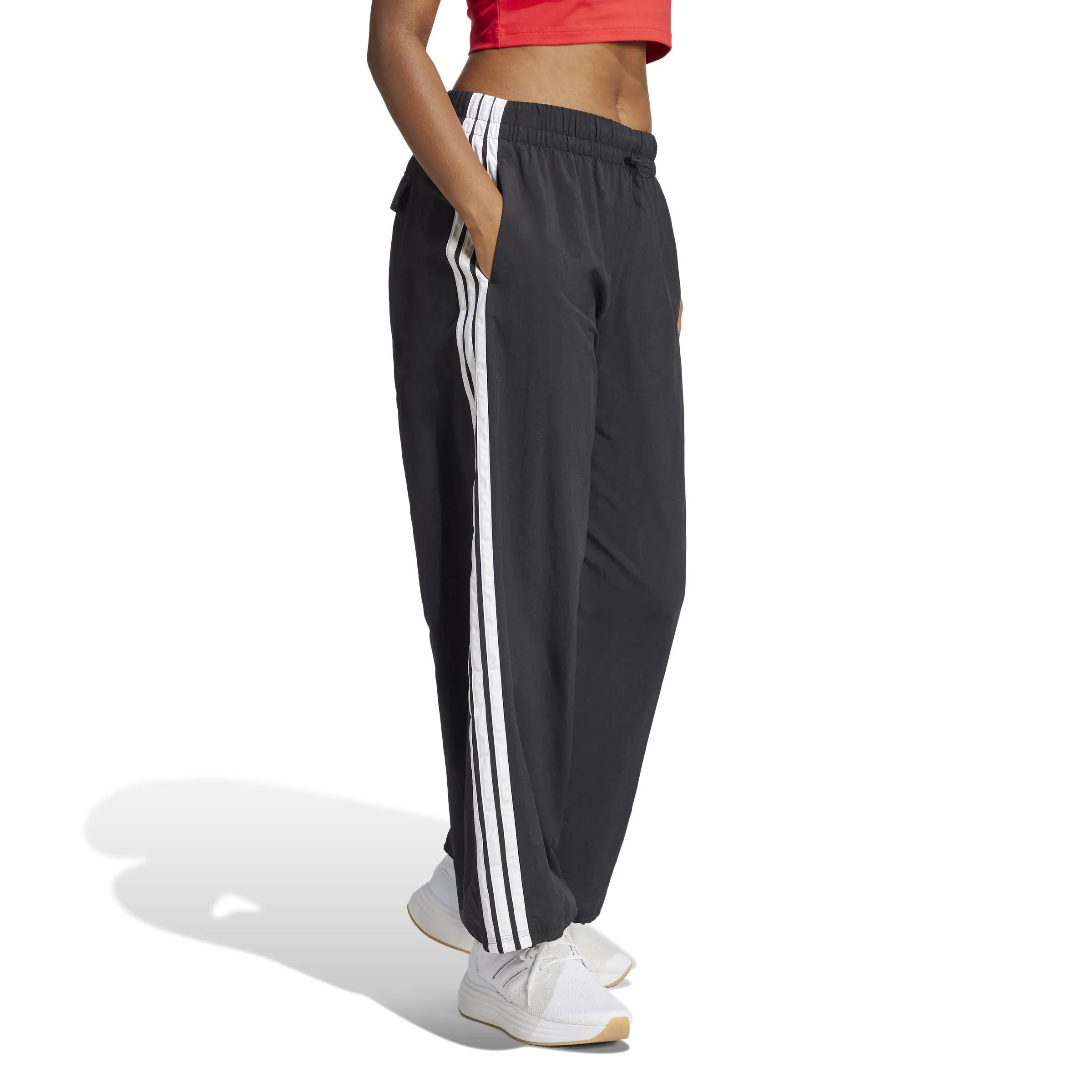 adidas Essentials 3-Streifen Lifestyle Woven Parachute Hose Damen Freizeithose schwarz