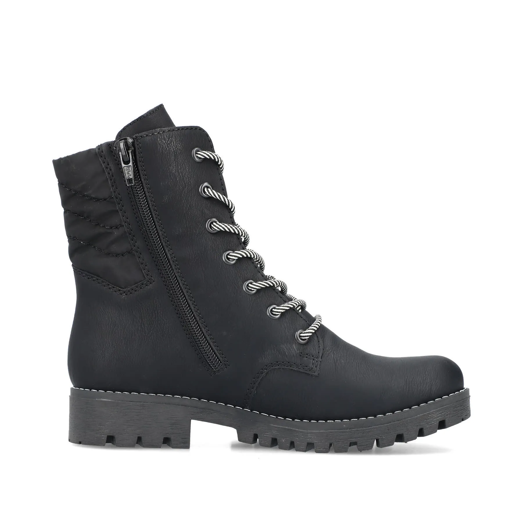 Rieker Damen Biker Boots Stiefelette Gefüttert Modeschuh asphaltschwarz