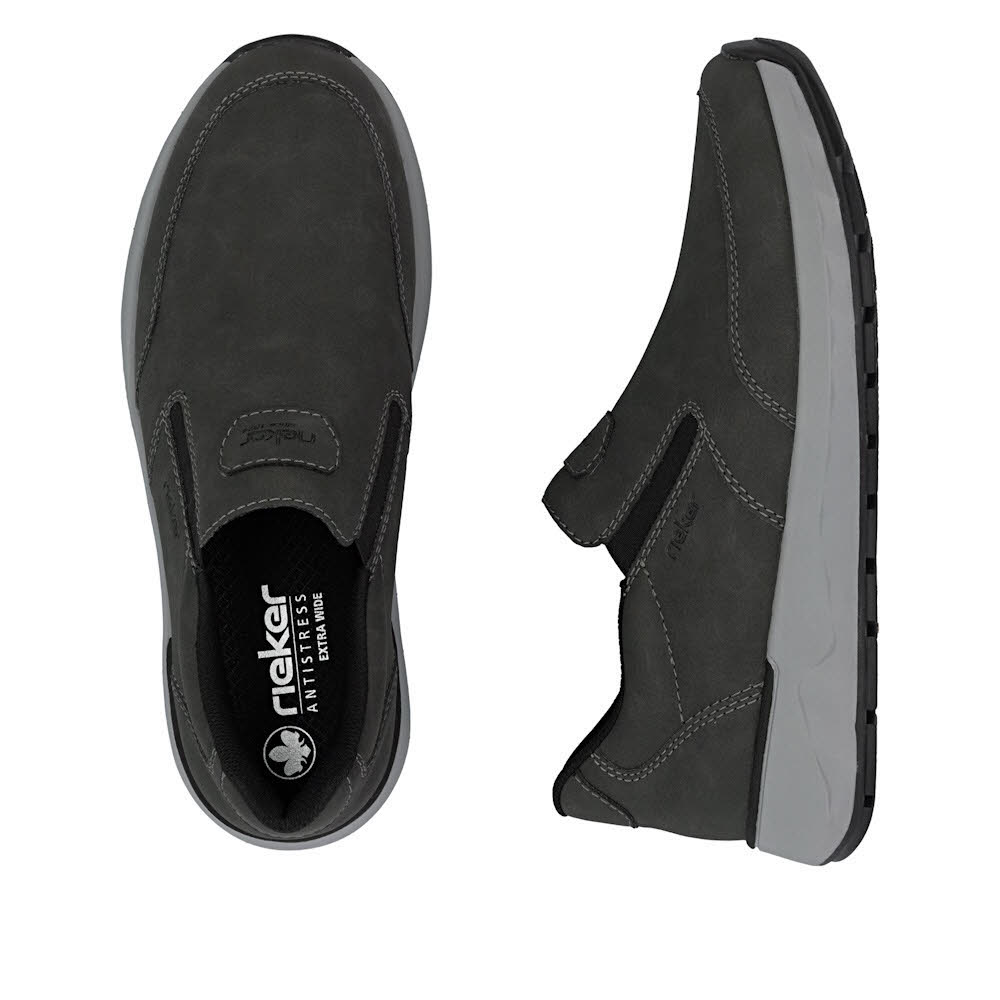 Rieker HWK Herren Halbschuhe Slipper grau