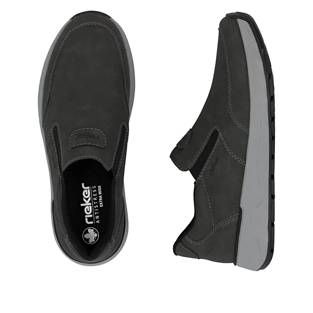 Rieker HWK Herren Halbschuhe Slipper grau