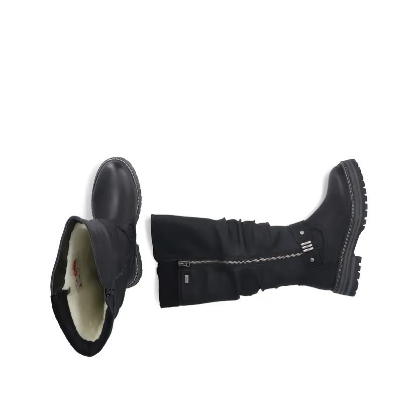 Rieker Hochschaftstiefel Damen Freizeitstiefel Stiefelette gefüttert schwarz