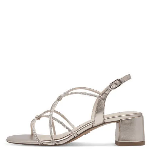 Tamaris Damen Sandalette Absatzsandale Light Gold