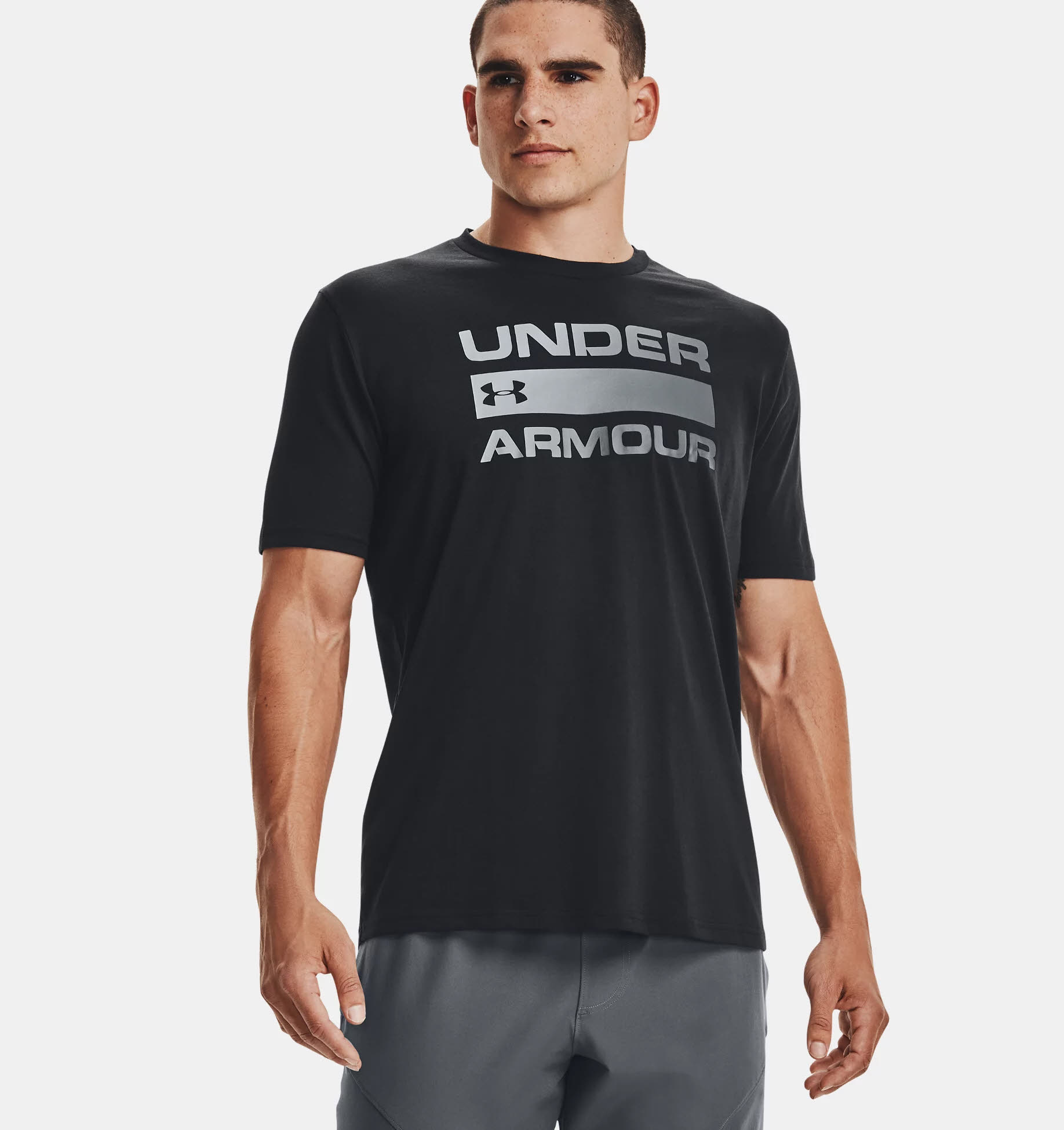 Under Armour UA Team Issue Wordmark Herren Training Sport T-shirt Schwarz NEU