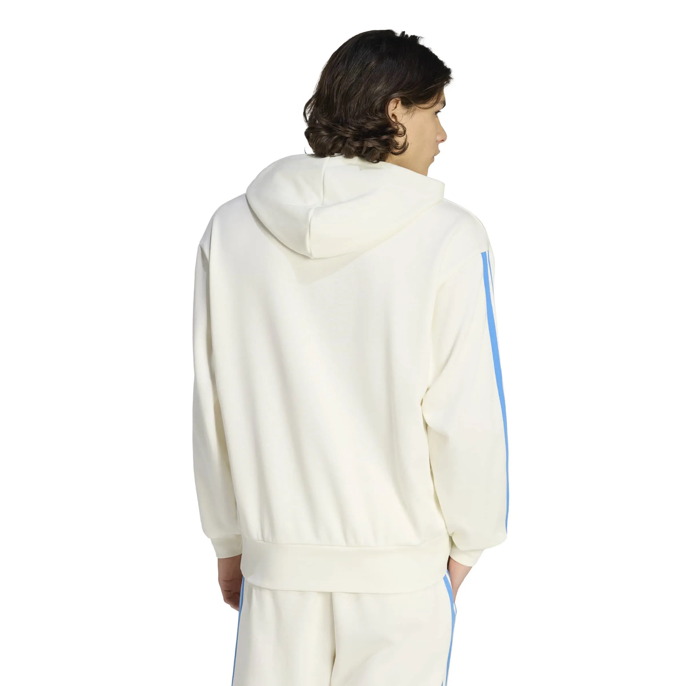 Adidas Essentials French 3-Stripes Herren Hoodie weiß/blau