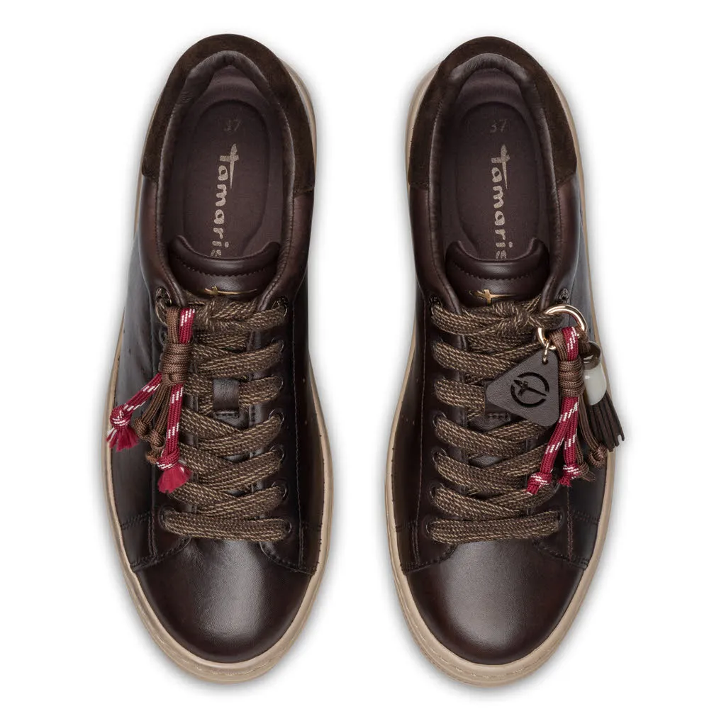 Tamaris Damen Sneaker Schnürer braun