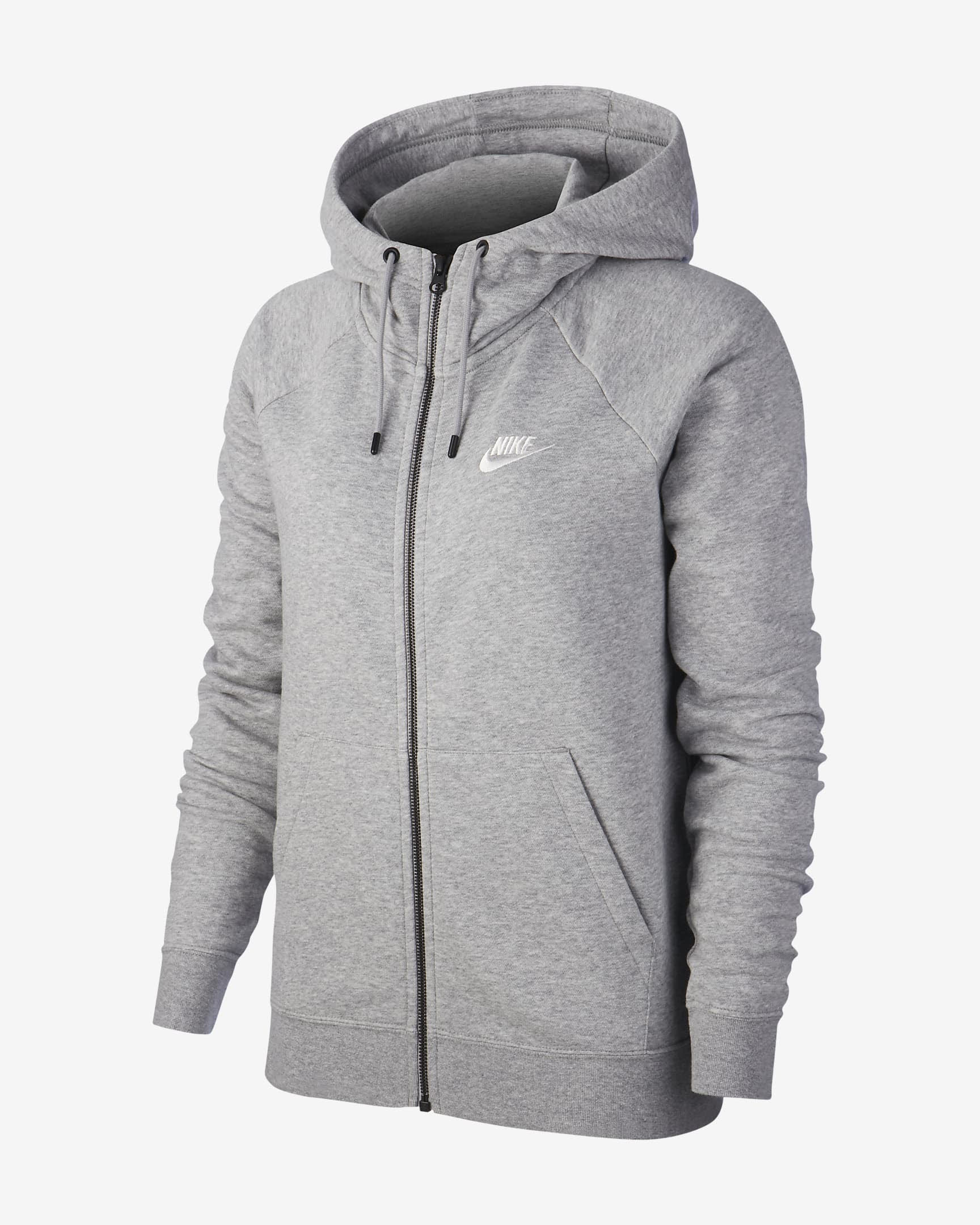 Nike W NSW ESSNTL HOODIE FZ FLC Damen Kapuzenjacke Sweatjacke Sportweste grau NEU