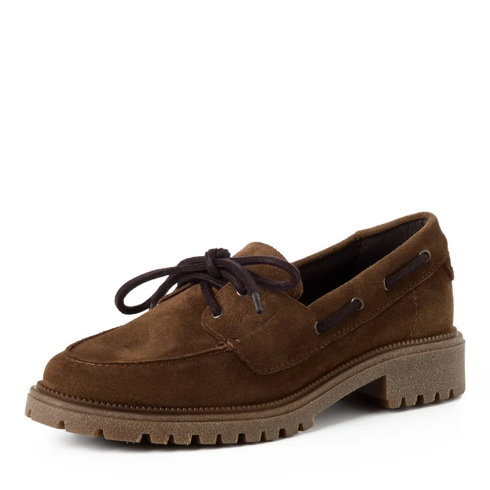 Tamaris Damen Schnürer Slipper braun