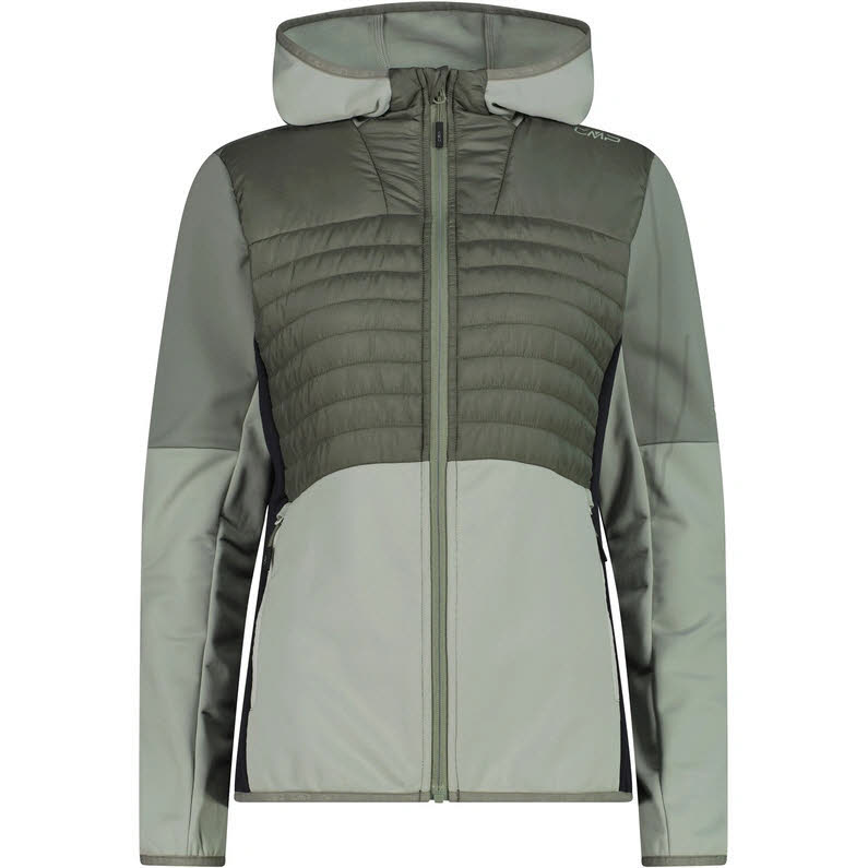 CMP JACKET HYBRID FIX HOOD Damen Hybridjacke Fleecejacke pistaccio
