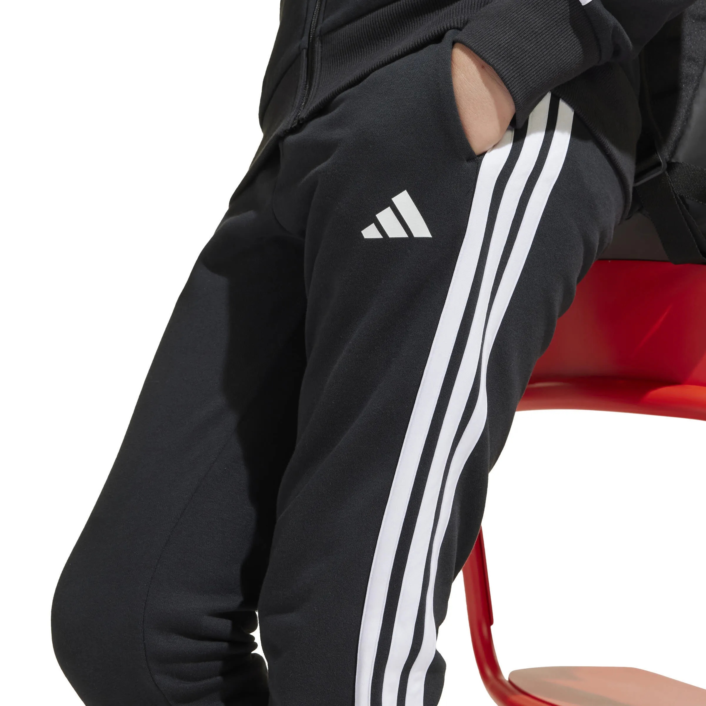 adidas J 3S Tib Fl Ts Kinder Trainingsanzug schwarz/weiß