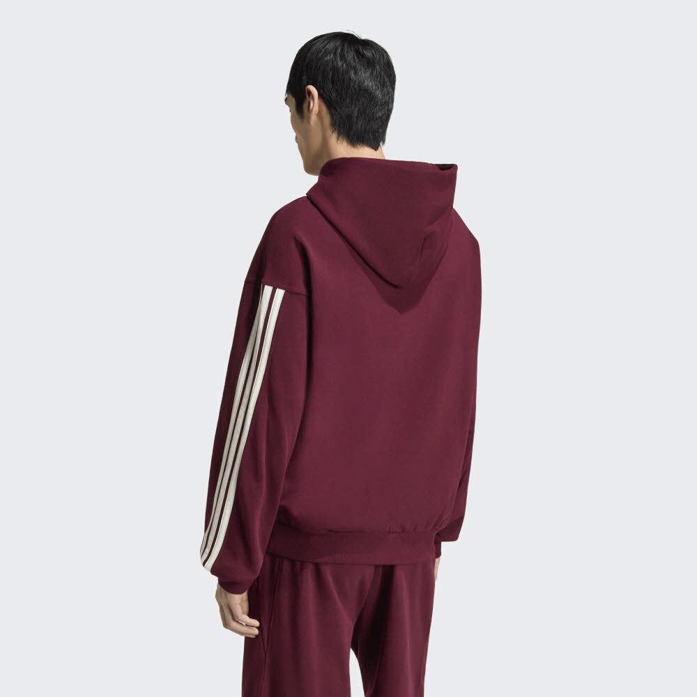 adidas KIT 3-STRIPES Herren Hoodie Kapuzenpullover maroon/off-white