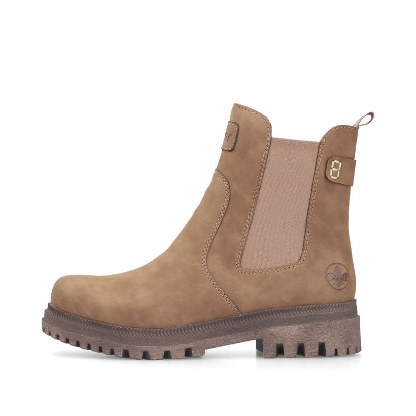 Rieker Chelsea Boots Damen Stiefelette Kurzstiefel wood