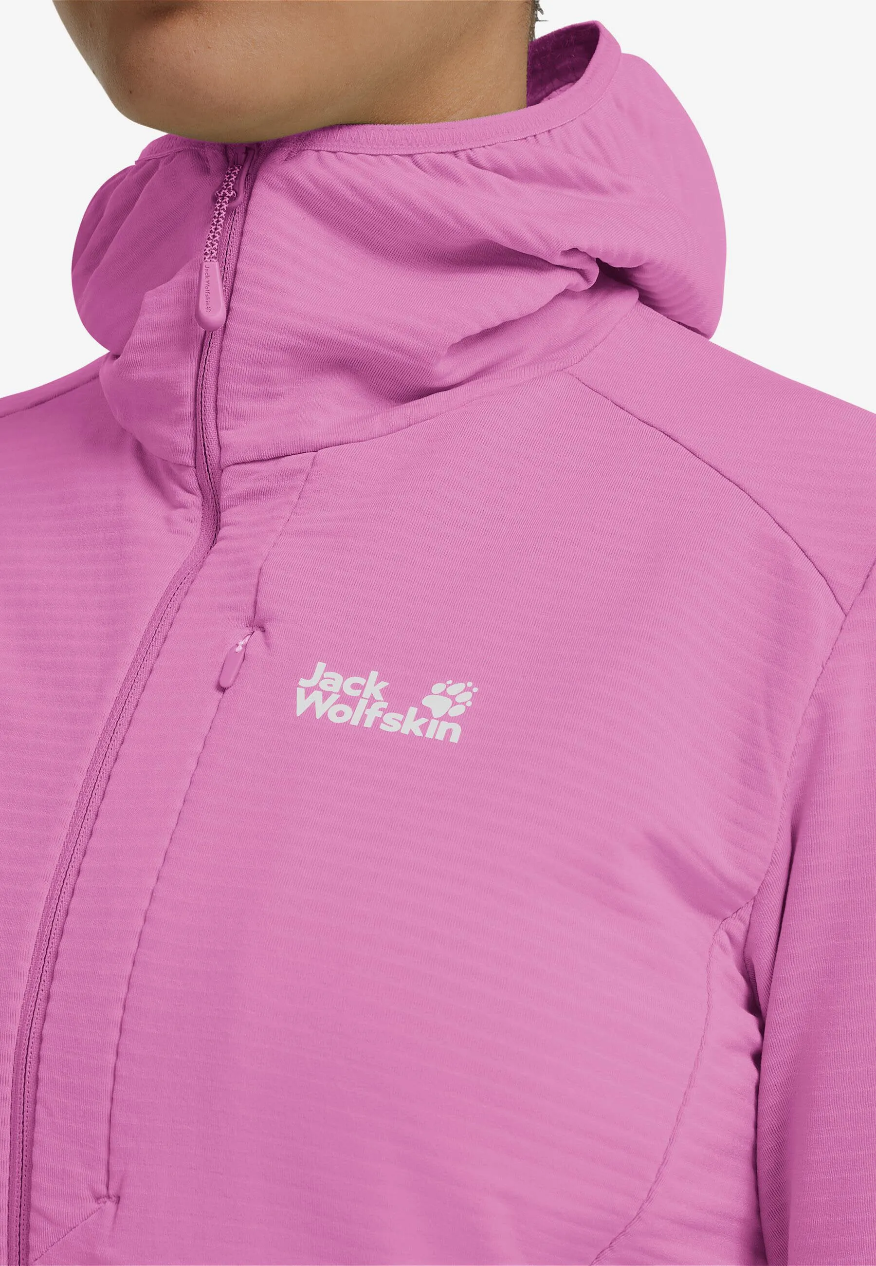 Jack Wolfskin Litestride Hooded Fz Damen atmungsaktive Fleecejacke rosa
