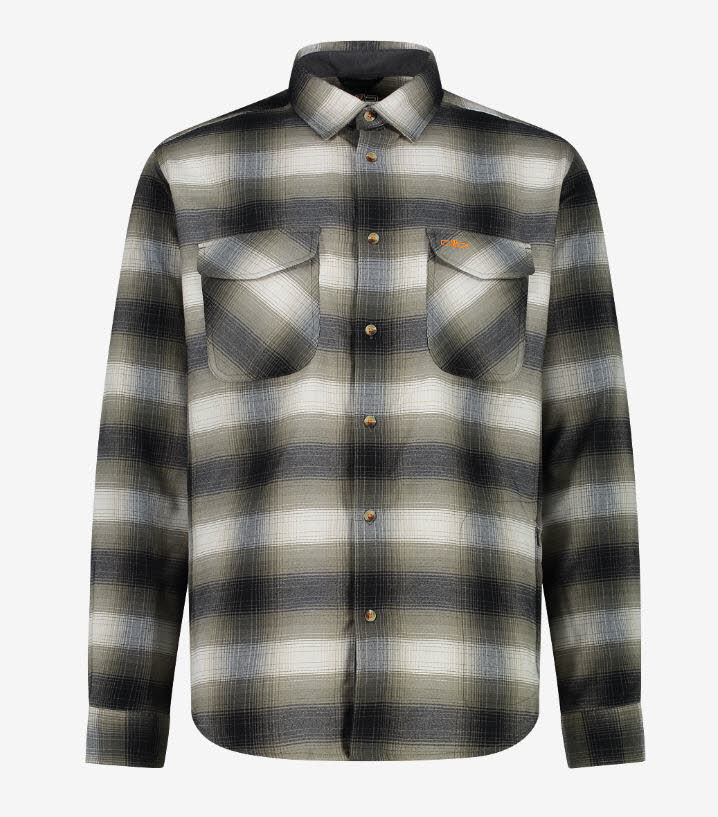 CMP MAN SHIRT Herren Hemd Langarm Freizeithemd olive/nero/bianco