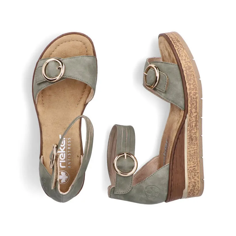 Rieker FSK Damen Keilsandaletten Sandalen hellgrün