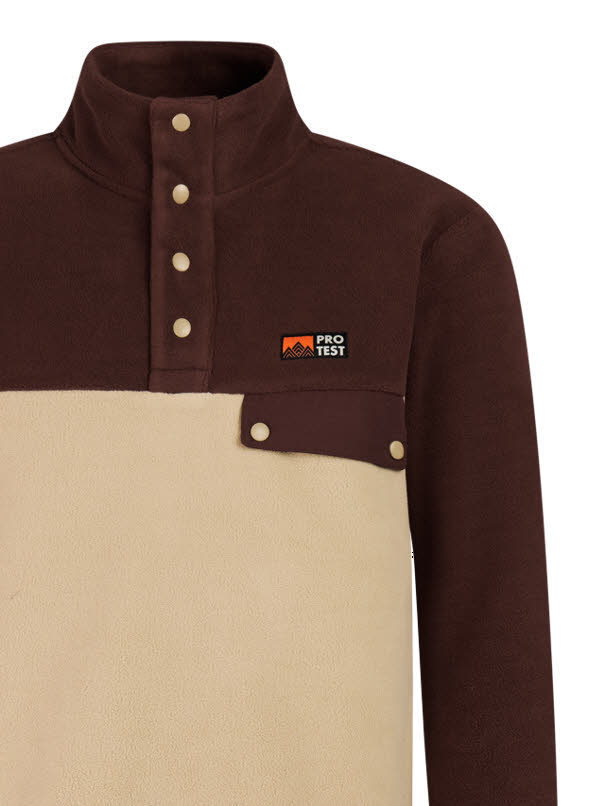 PRTOTEST HE PRTWigland outdoor 1/4 button top Herren Fleecepulli beige