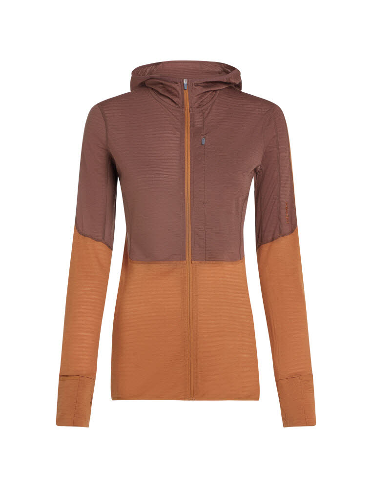 Icebreaker Merinomix 200 Realfleece™ Descender Zip-Hoodie Fleecejacke Damen braun