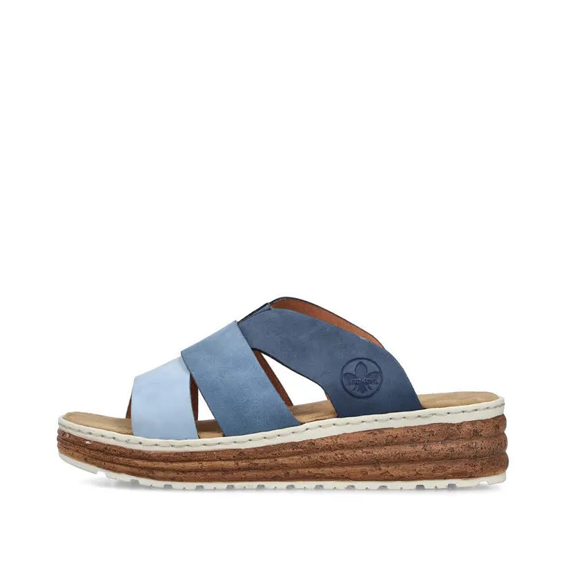 Rieker FSK Damen Sandalen Pantolette blau