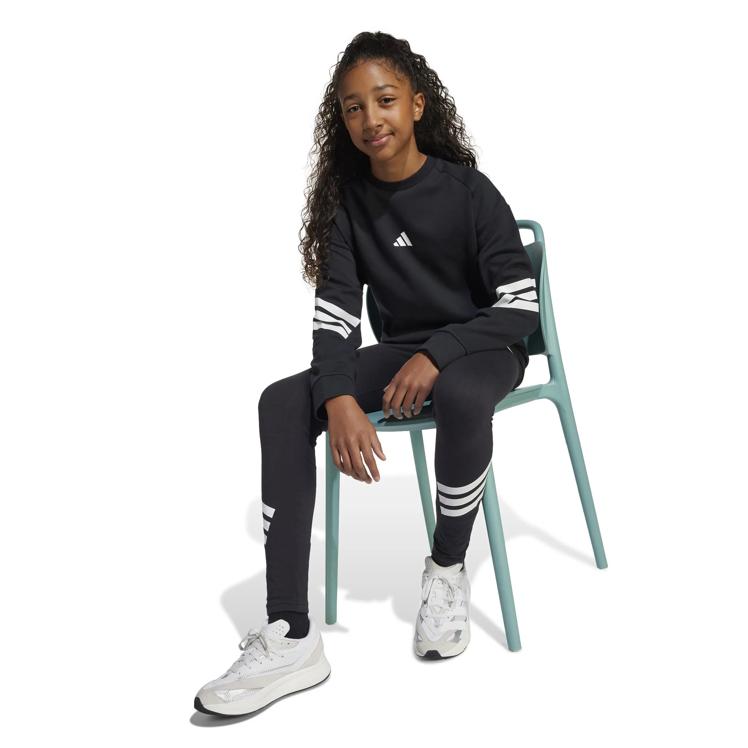 adidas Future Icons 3-Streifen Sweatshirt Kinder schwarz/weiß