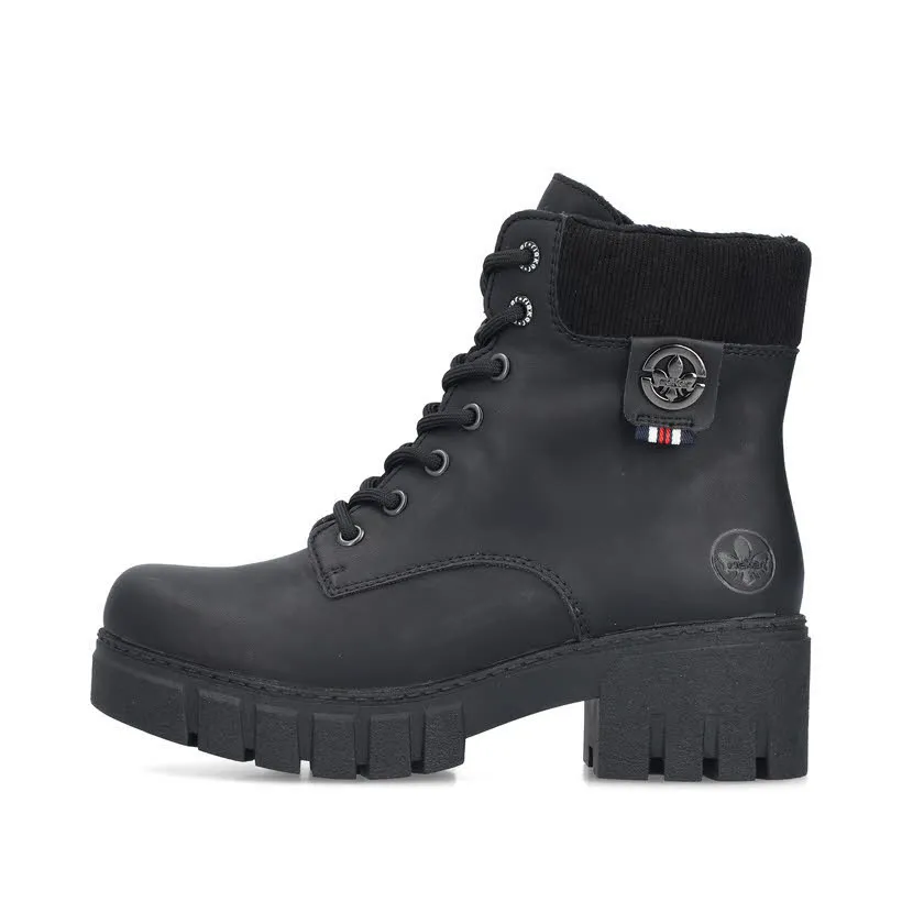 Rieker Stiefelette Schnürrer Freizeitschuh Damen schwarz