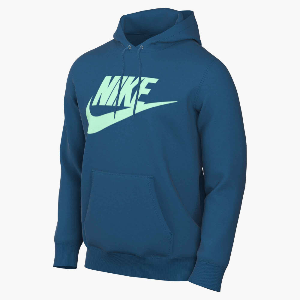 Nike Club Men"s Pull-Over Fleece Herren Hoodie Kapuzenpullover blau