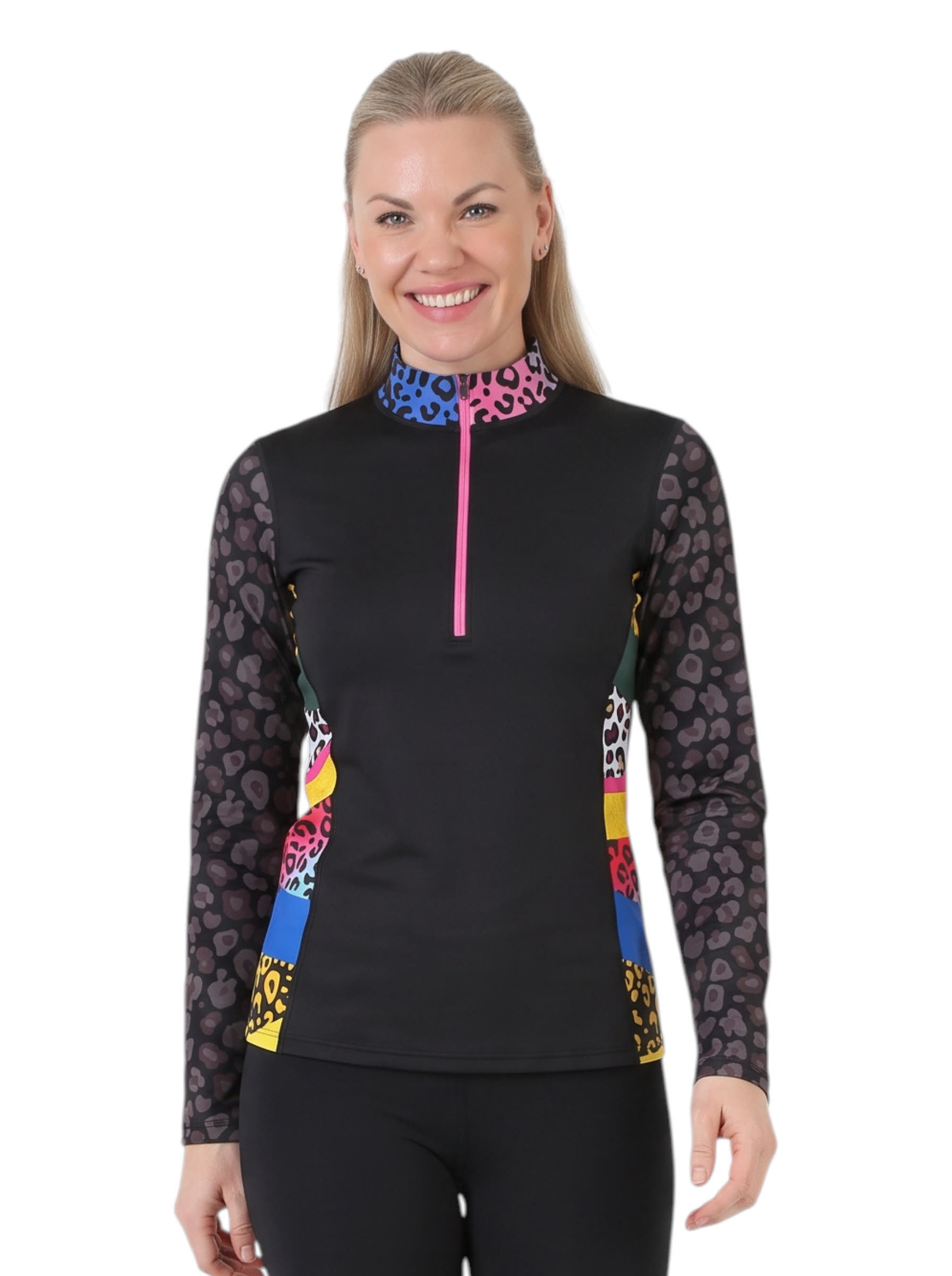 FreiSein Project SNOW TRACES Damen Skirolli Midlayer Funktionsshirt schwarz gemustert
