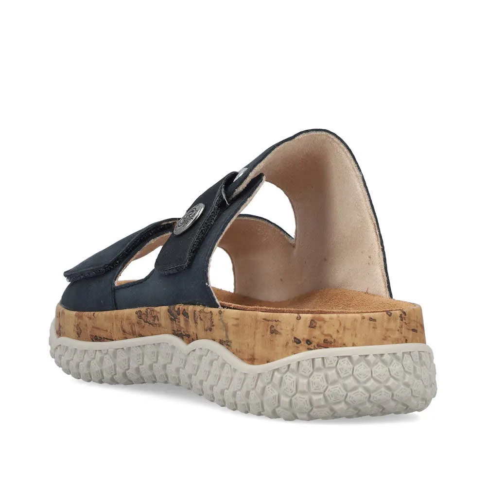 Rieker FSK Damen Pantoletten Hausschuhe Sandalen dunkelblau