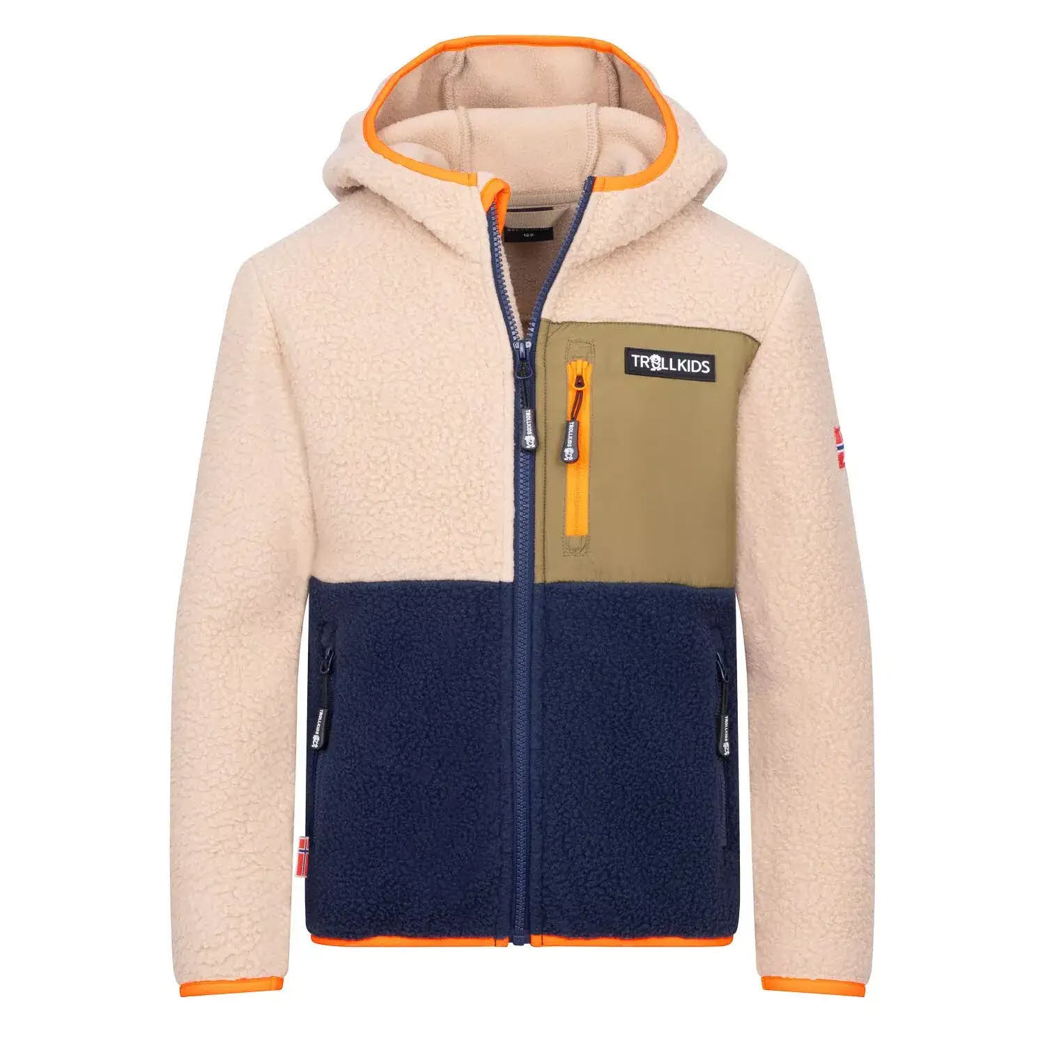 Trollkids Aurlandsfjord Jacket Kinder Fleecejacke mit Kapuze beige