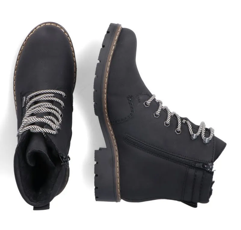 Rieker Damen Stiefelette Schnürer Gefüttert Modeschuh Damen schwarz