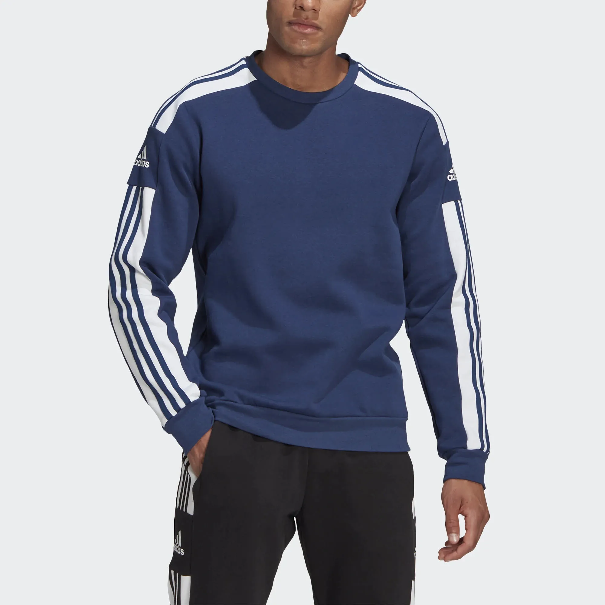 adidas HE SQ21 SW TOP Herren Sweatshirt 3-Streifen Langarm Sport Freizeit blau NEU