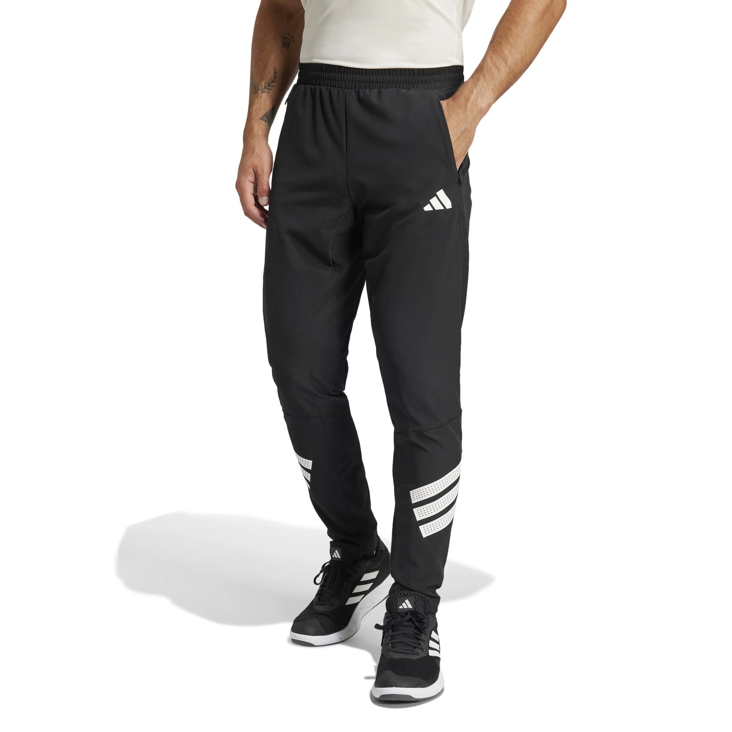 adidas Icon 3-Streifen Woven Herren Trainingshosen schwarz/weiß